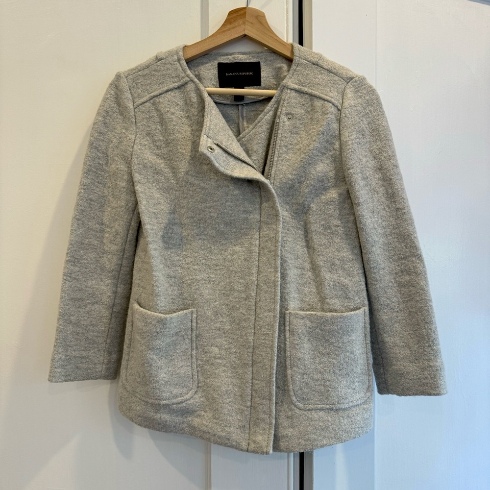 Banana Republic Light Gray Pea Coat